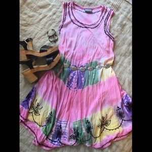 Hippie Boho Festival Tie-Dye Flowy Beach Dress